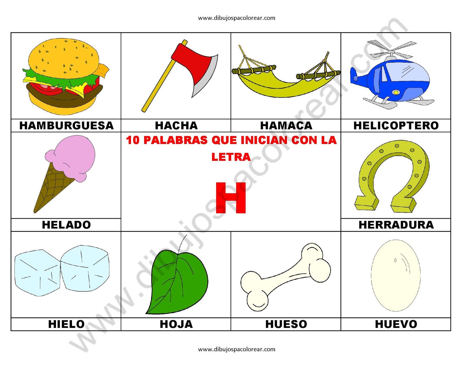 10 palabras u objetos que inician con la letra H