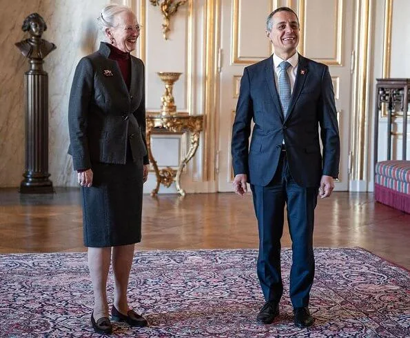 Queen Margrethe II of Denmark received Swiss Foreign Minister Ignazio Cassis
