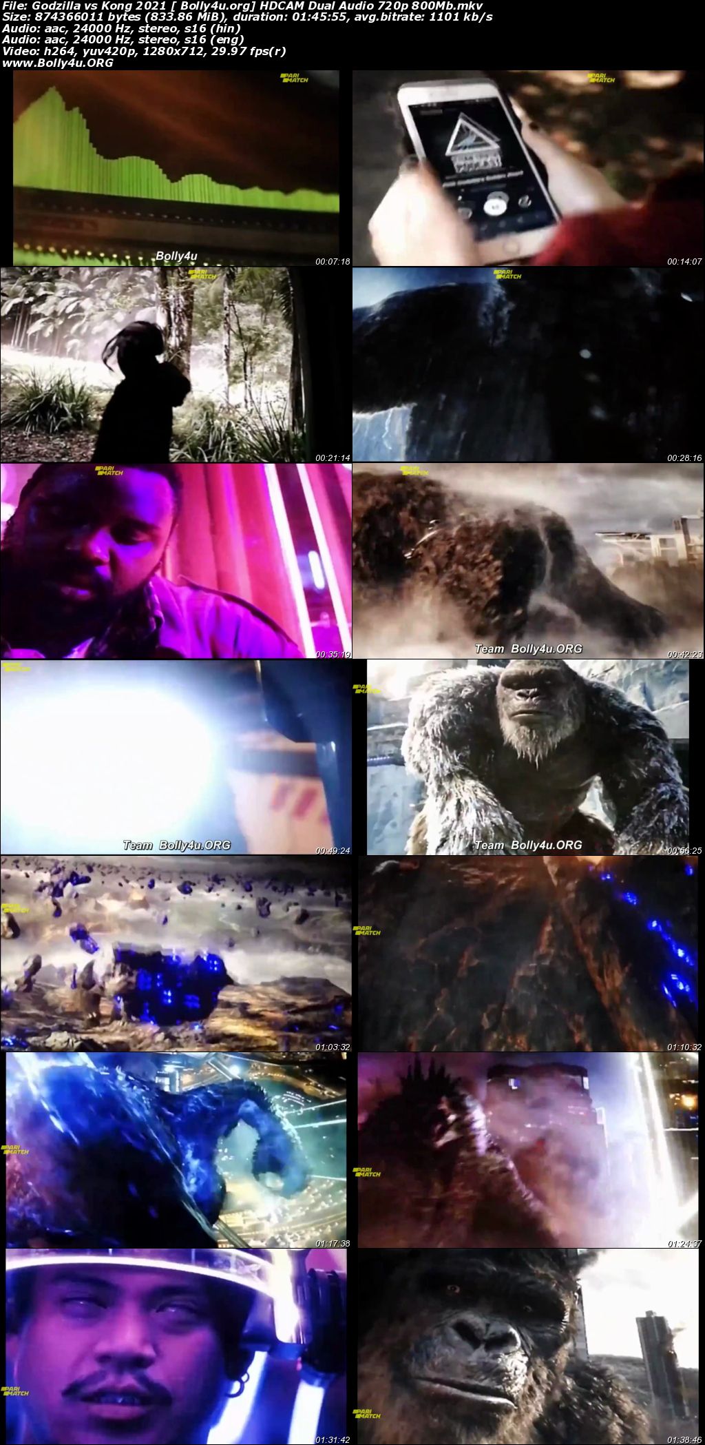 Godzilla vs Kong 2021 HDCAM 800Mb Hindi Dual Audio 720p Download