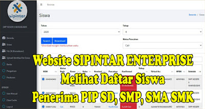 Cara Login Website PIP dan Melihat Daftar Siswa Penerima PIP SD, SMP, SMA SMK Terbaru Dengan Website SIPINTAR ENTERPRISE