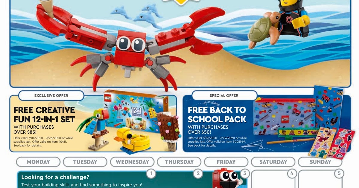 Brick Built Blogs: Lego July 2020 Store Calendar Promotions