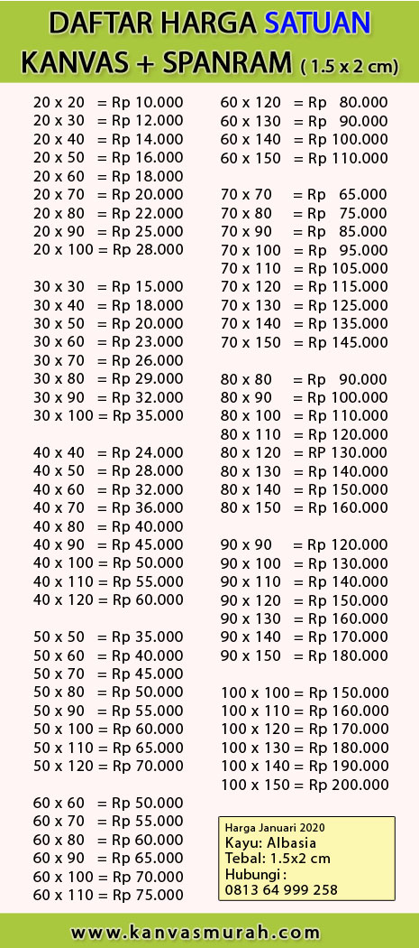 Toko Kanvas Lukis Online Murah Kanvas Lukis Spanram 1 5x2 Cm