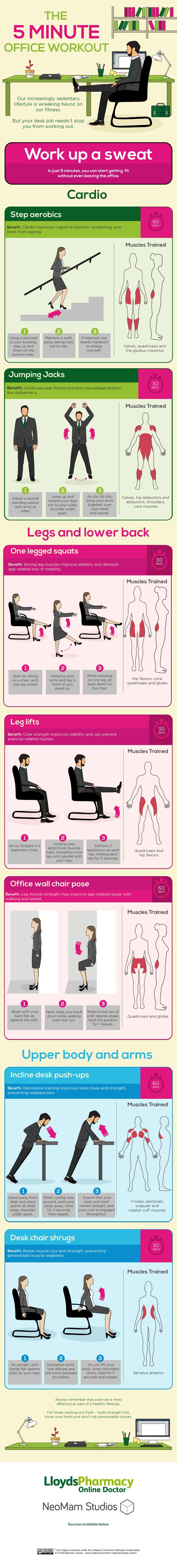 The 5 Minute Office Workout #infographic 