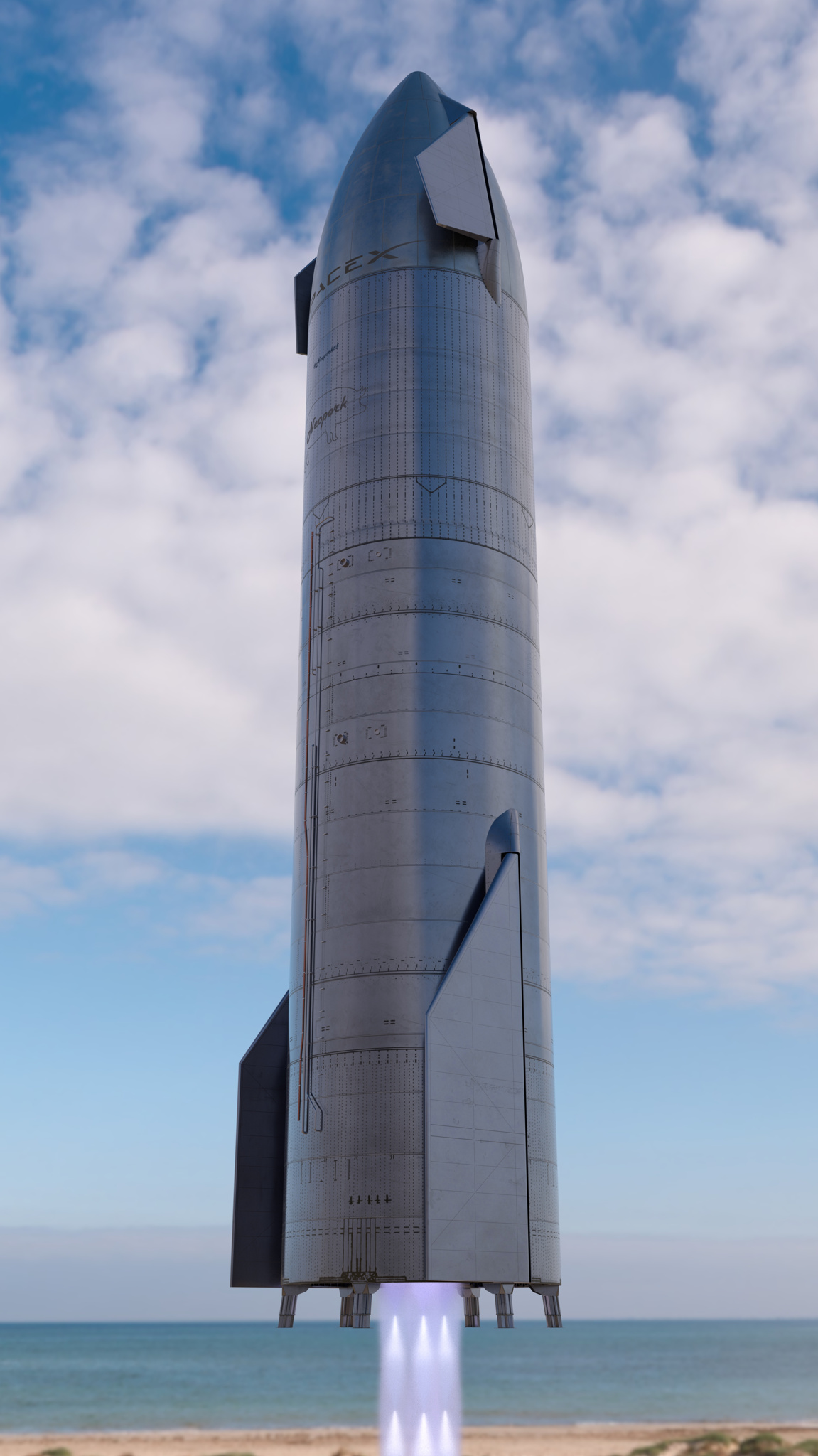 Renders of SpaceX Starship SN8 launch, landing and mid-flight by Bart ...