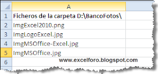 VBA: Macro para listar ficheros de una carpeta.