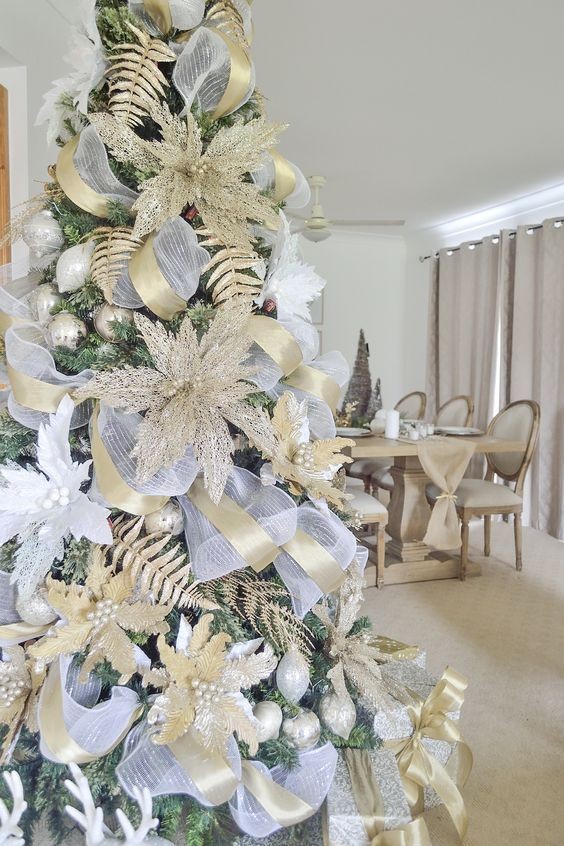 Crea en un 2x3: Bellas ideas con nochebuenas y flores para decorar el árbol  navideño