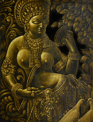 Get Beautiful The Khajuraho Nymph Oil Painting On Canvas