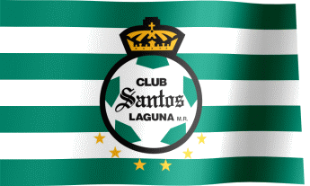 The waving flag of Santos Laguna with the logo (Animated GIF) (Bandera Santos Laguna)