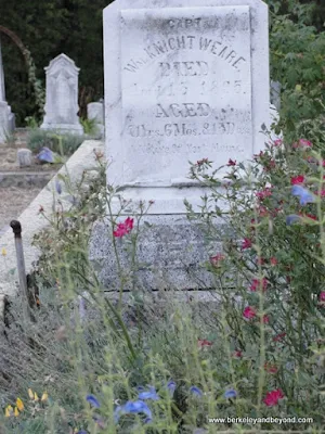more flowers amid the graves at Pine Grove Cemetery in Nevada City, California