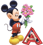 Alfabeto tintineante de Mickey con ramo de flores A.