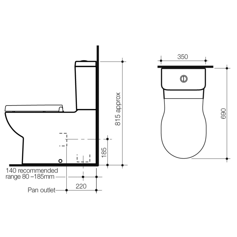 Modecor Toilet Suites Caroma Opal II Wall Faced Toilet Suite