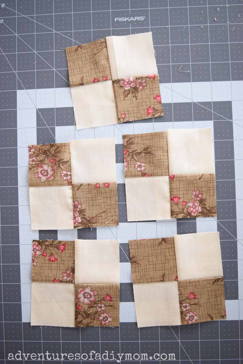 Four Patch Quilting Block from Strips Adventures of a DIY Mom