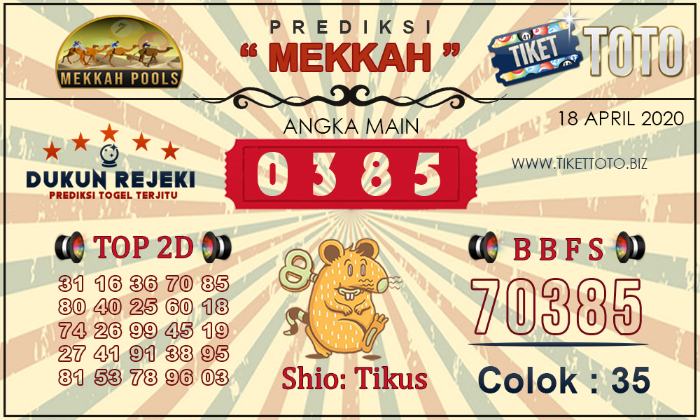 Prediksi Togel MEKKAH TIKETTOTO 18 APRIL 2020
