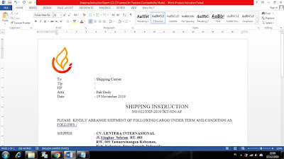 CONTOH SHIPPING INSTRUCTION