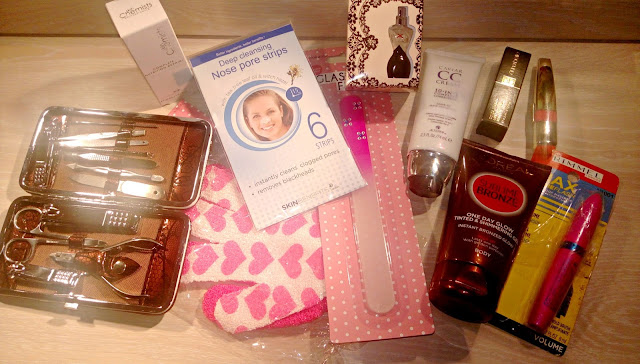 Cosmetics displayed from an Approved Foods Lucky Box
