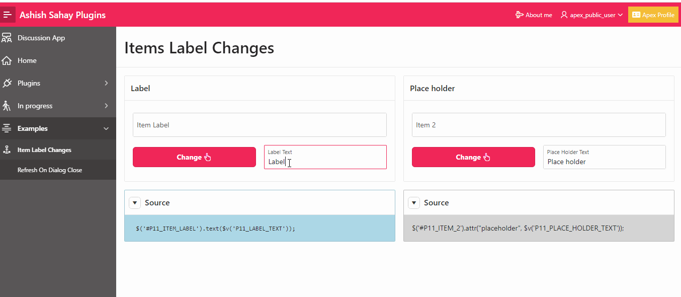 How to change an item's LABEL and Placeholder dynamically using a Dynamic Action Ontoor Solutions