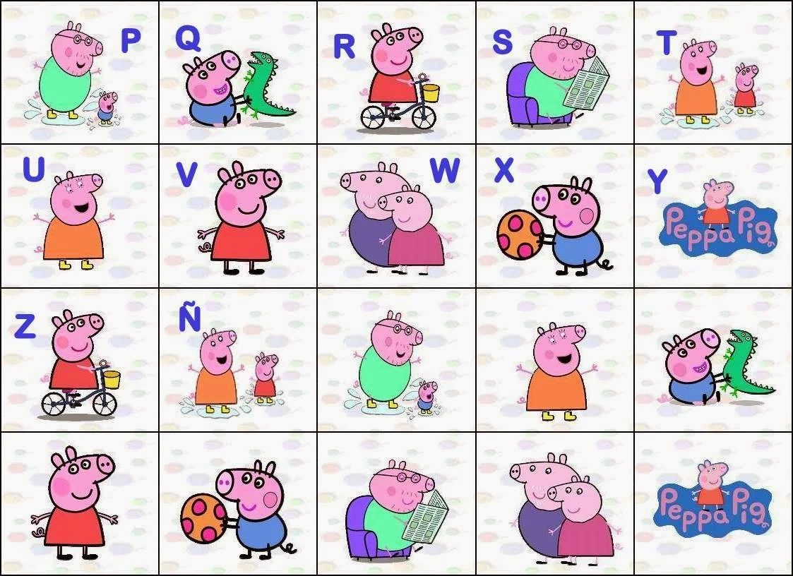 Alfabeto de Peppa Pig y su familia.