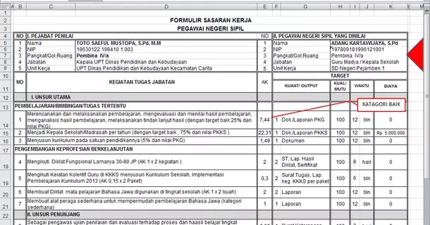 Aplikasi Skp Kepala Sekolah Terbaru Format Microsoft Excel Berkas Edukasi