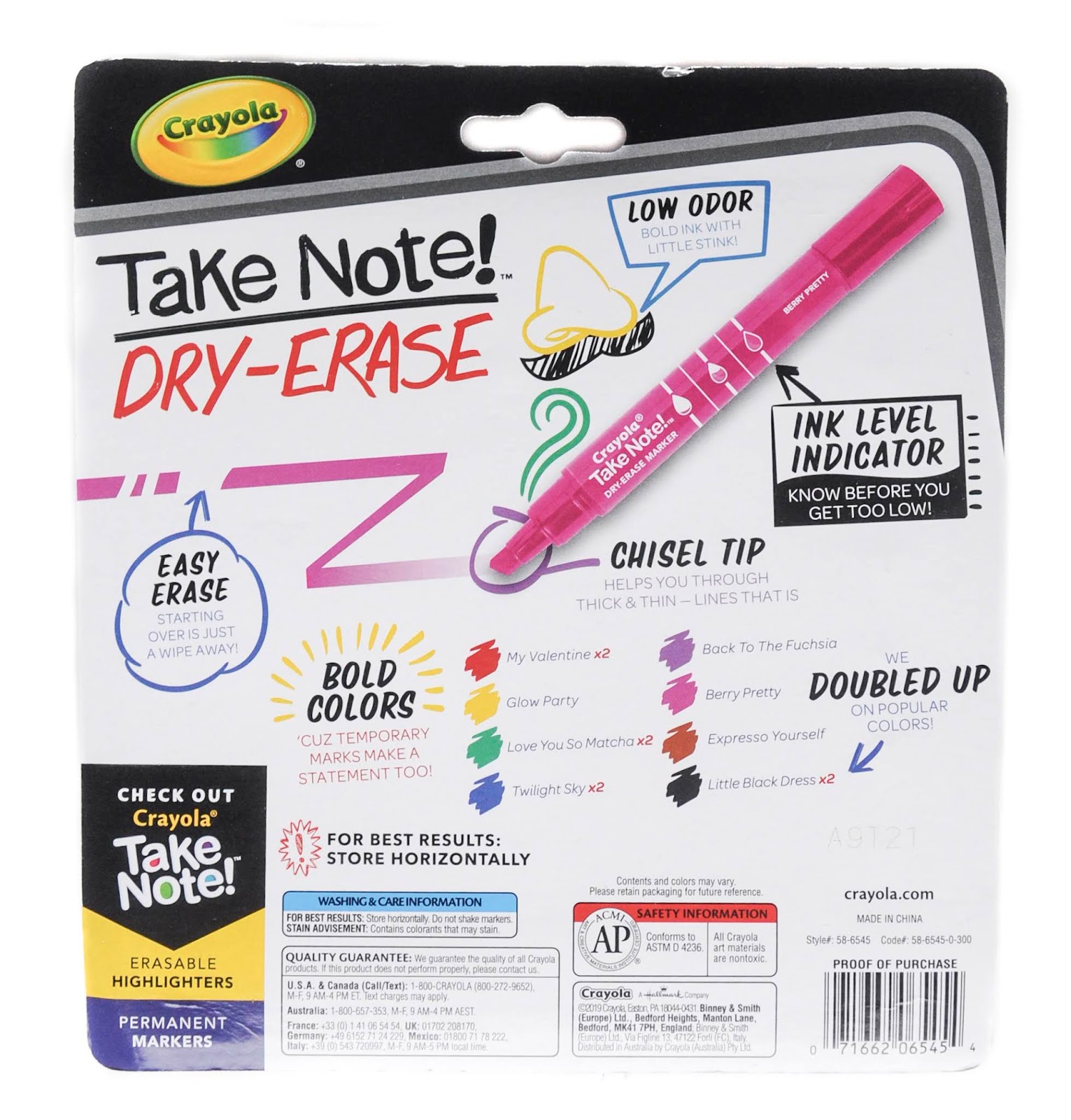 Crayola Take Note! No Harsh Odor Permanent Markers