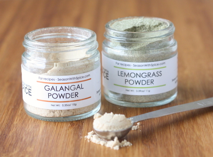 Galangal powder and lemongrass powder available at SeasonWithSpice.com