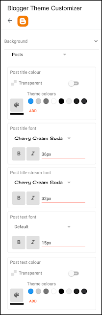 Google Blogger theme customiser