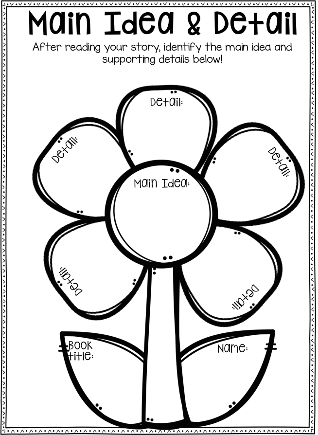 main idea and detail with dirt pudding a freebie the friendly