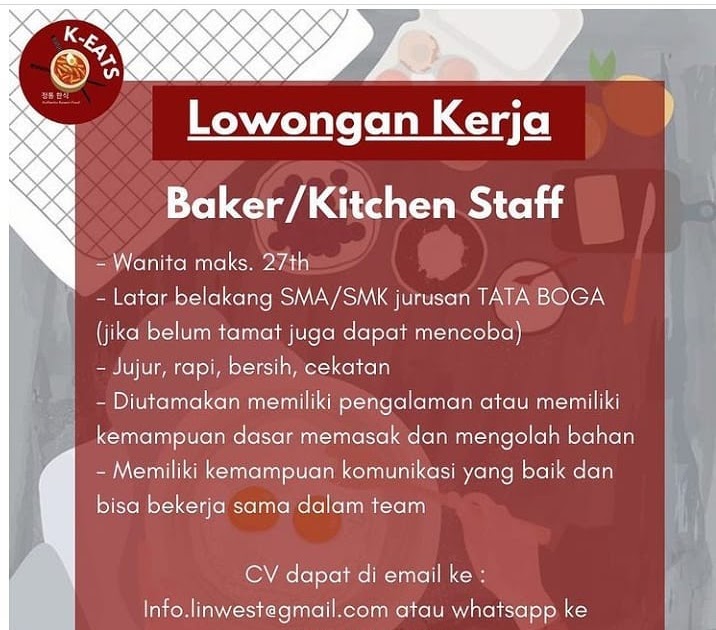 Lowongan Kerja Baker Kitchen Staff Karir Riau