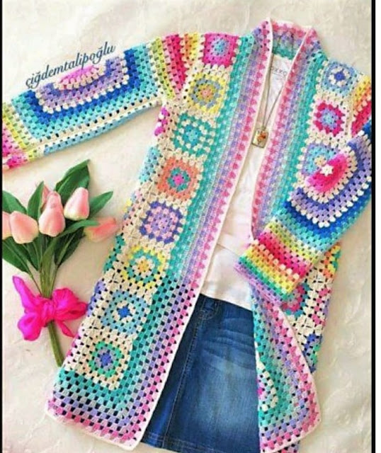 Kaleidoscope cardigan- Granny square. Crochet pattern Kaleidoscope cardigan- Granny square. Crochet pattern