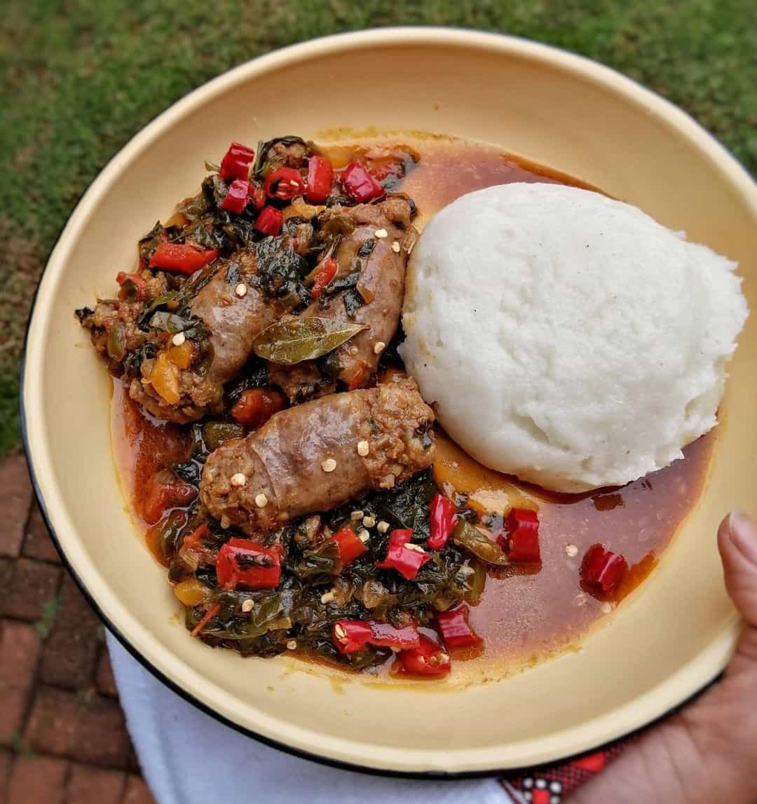 Traditional wors and spinach stew recipe