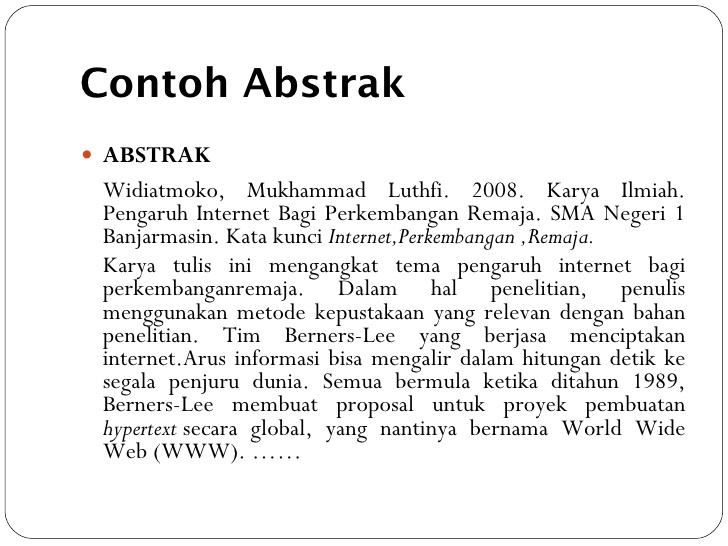 Contoh abstrak karya ilmiah