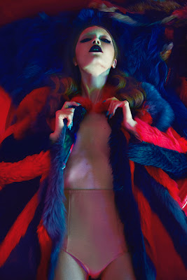 red fur, london fur, georgiana saraev model, fashion photographer london