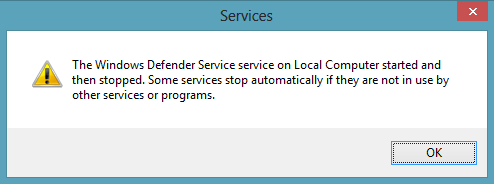 Il servizio di ricerca di Windows nel computer locale è stato avviato e quindi interrotto