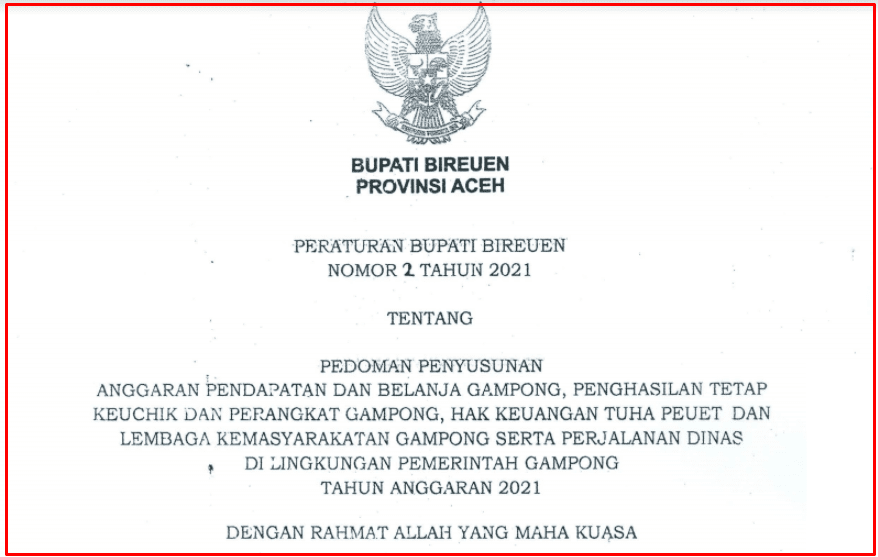 Download Perbup Bireuen Nomor 2 Tahun 2021 Tentang Pedoman Penyusunan APBG Download Perbup Bireuen Nomor 2 Tahun 2021 Tentang Pedoman Penyusunan APBG