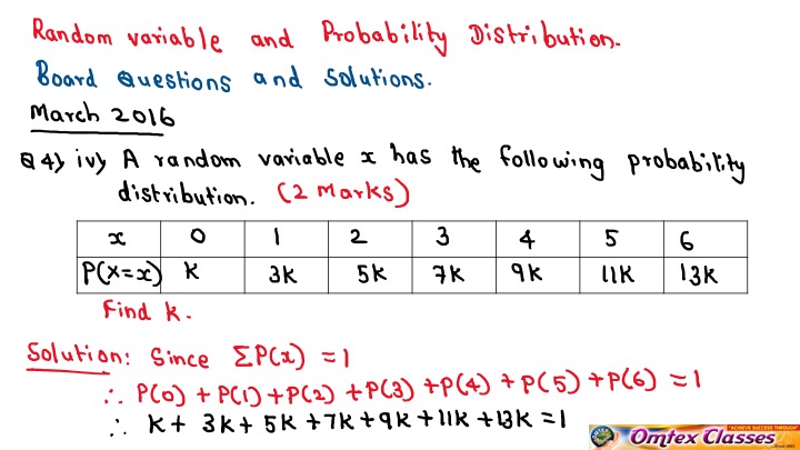 OMTEX CLASSES: Random variable and probability distribution