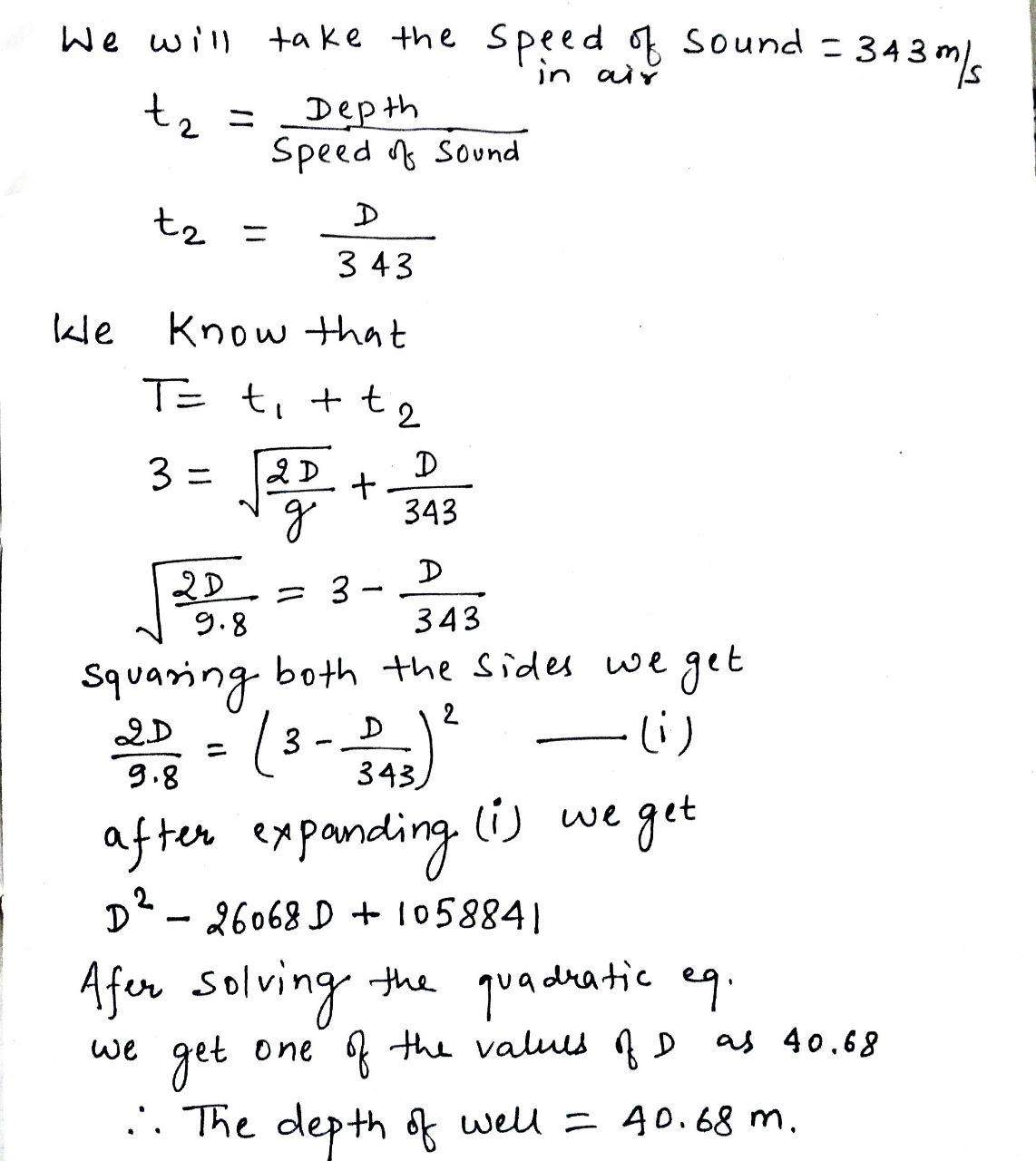 Is it possible to measure the depth of well using kinematics equations