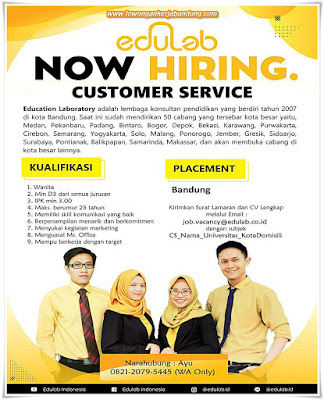 Lowongan Kerja Customer Service Bimbingan Belajar Edulab Bandung
