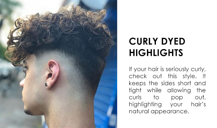 Curly Dyed Highlights | 29 Different type of Tapper Fade Haircuts for Men | NeoStopZone