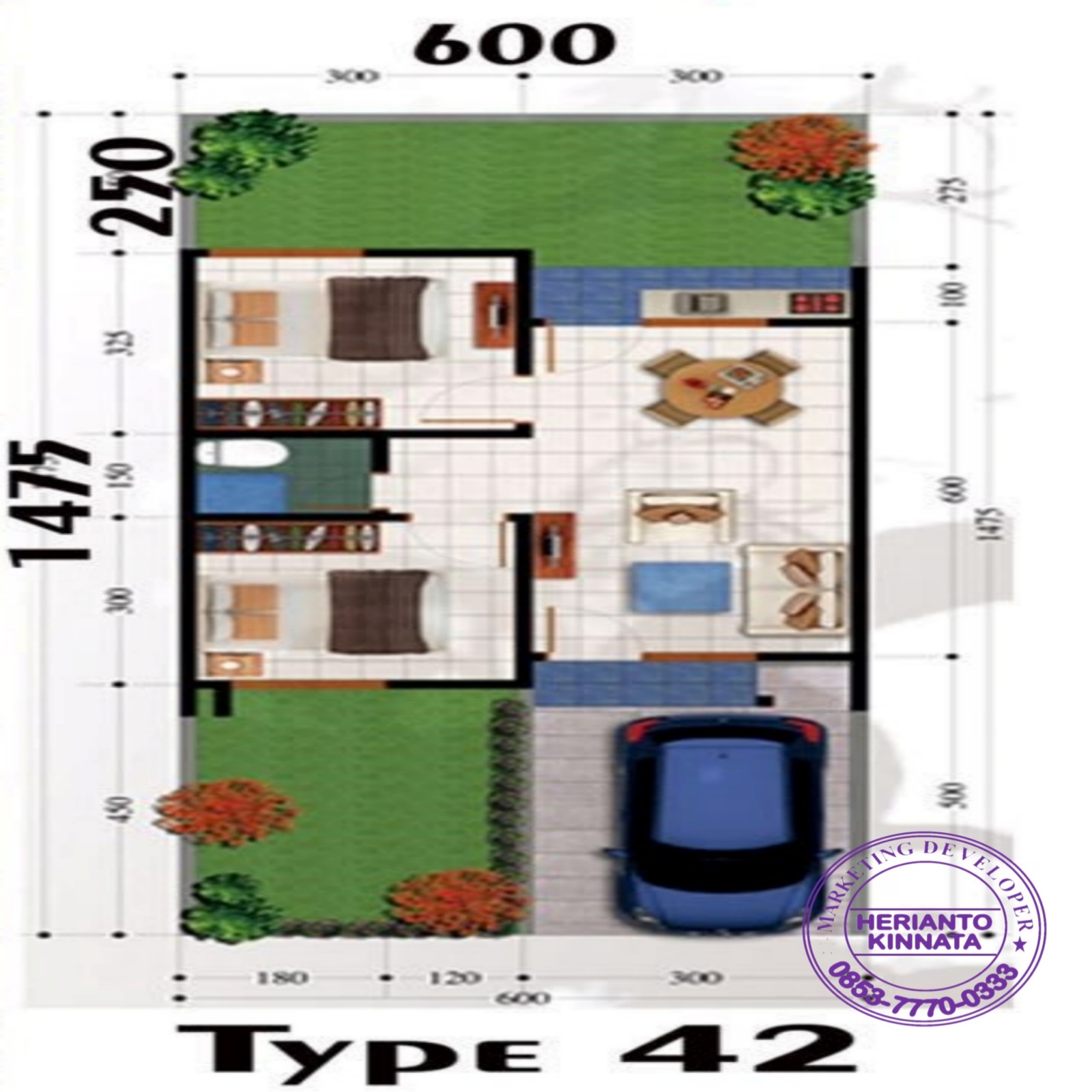 Denah Bangungan Type 42 Rumah Griya Pesona Permai Batam Centre