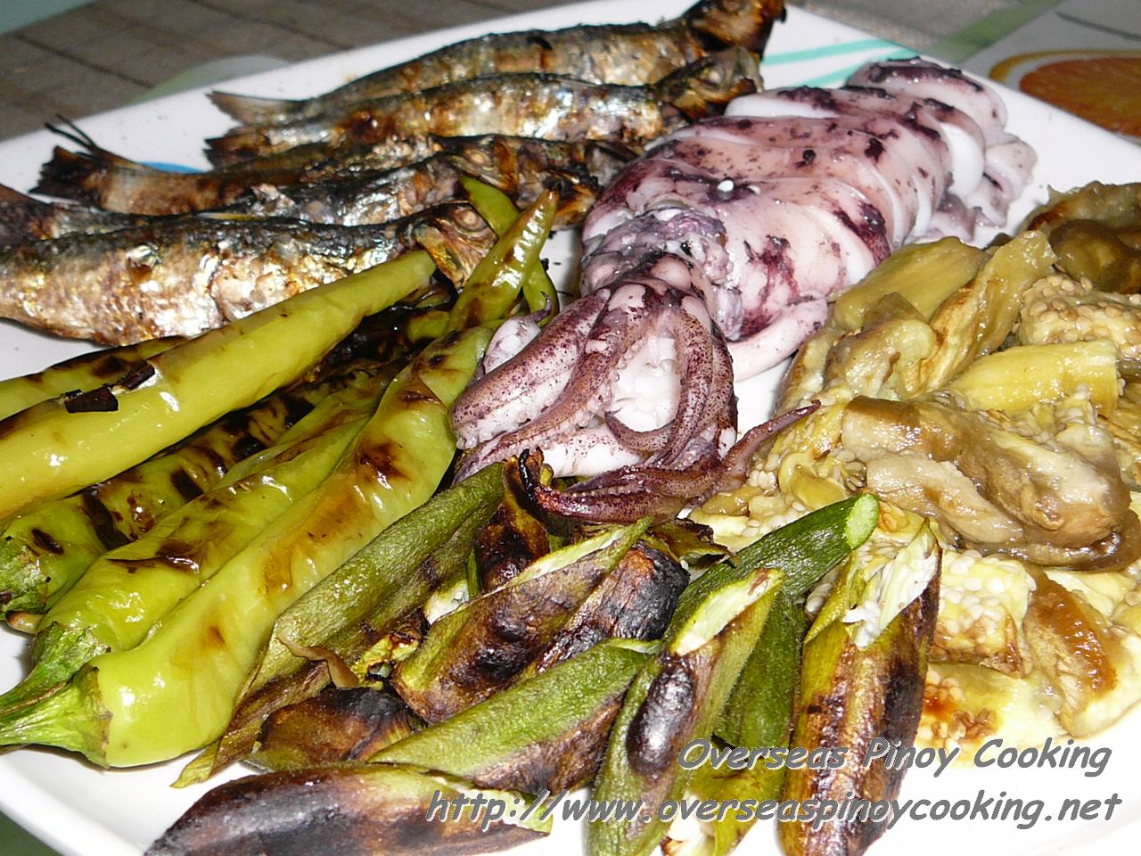 Inihaw na Tawilis, Pusit, Talong, Okra at Sili