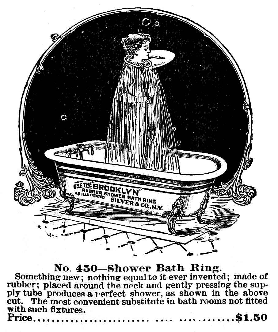 1895 Shower Bath Ring an 1895 Shower Bath Ring advertisement