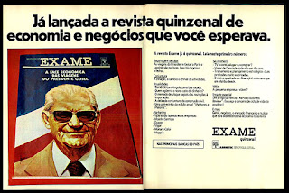 revista Exame, presidente Geisel; década de 70. os anos 70; propaganda na década de 70; Brazil in the 70s, história anos 70; Oswaldo Hernandez;