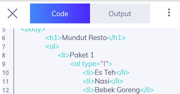 Contoh Tampilan Menu Restoran: Program Html Membuat Menu Restoran