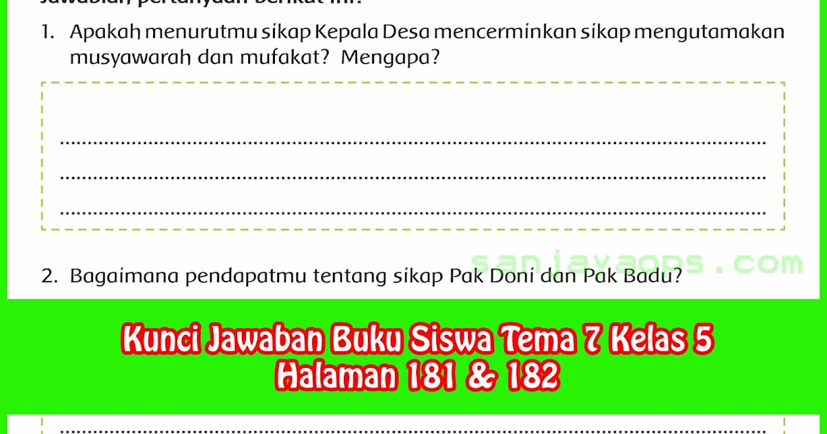 Kunci Jawaban Buku Siswa Tema 7 Kelas 5 Halaman 181 182 Sanjayaops Kunci Jawaban Buku Siswa Tema 7 Kelas 5 Halaman 181 182 Sanjayaops