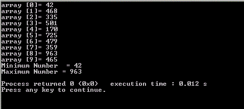 Cpp Function to Find Largest and smallest number in array ~ C++ ...