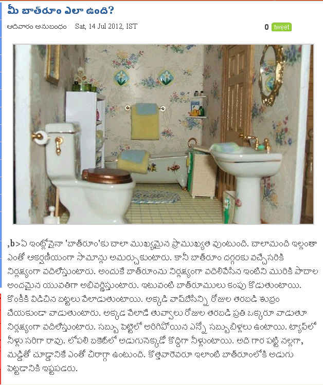 TELUGU WEB WORLD Article on Bath Room How to Construct Where to