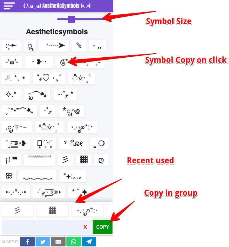 Emoji copy & paste aesthetic