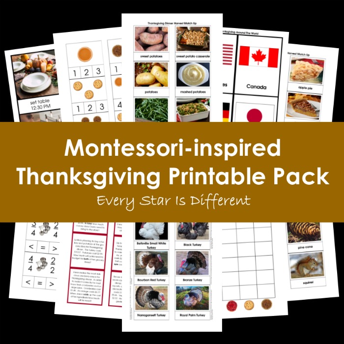 Montessori-inspired Thanksgiving Printable Pack