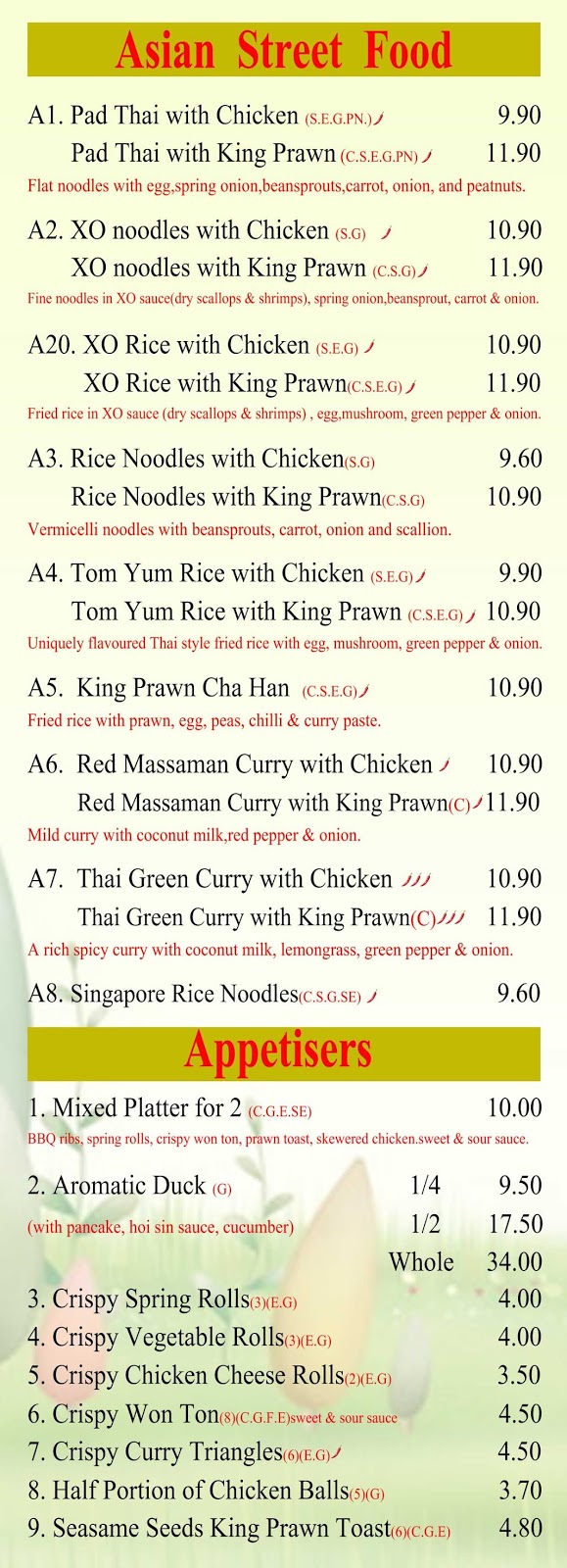 Corner House Chinese & Asian Street Food Restaurant Take Away Menu