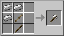 2 Sticks + 3 Iron Ingots => 1 Iron Axe 2 Sticks + 3 Iron Ingots => 1 Iron Axe
