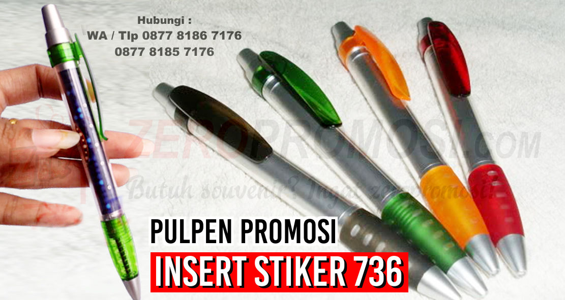 pen plastik insert paper 736, pen full colour, pen insert paper, pen promosi 736, souvenir pen insert stiker, pen stiker promosi, Souvenir Promosi Pen Plastik 736 dengan harga murah